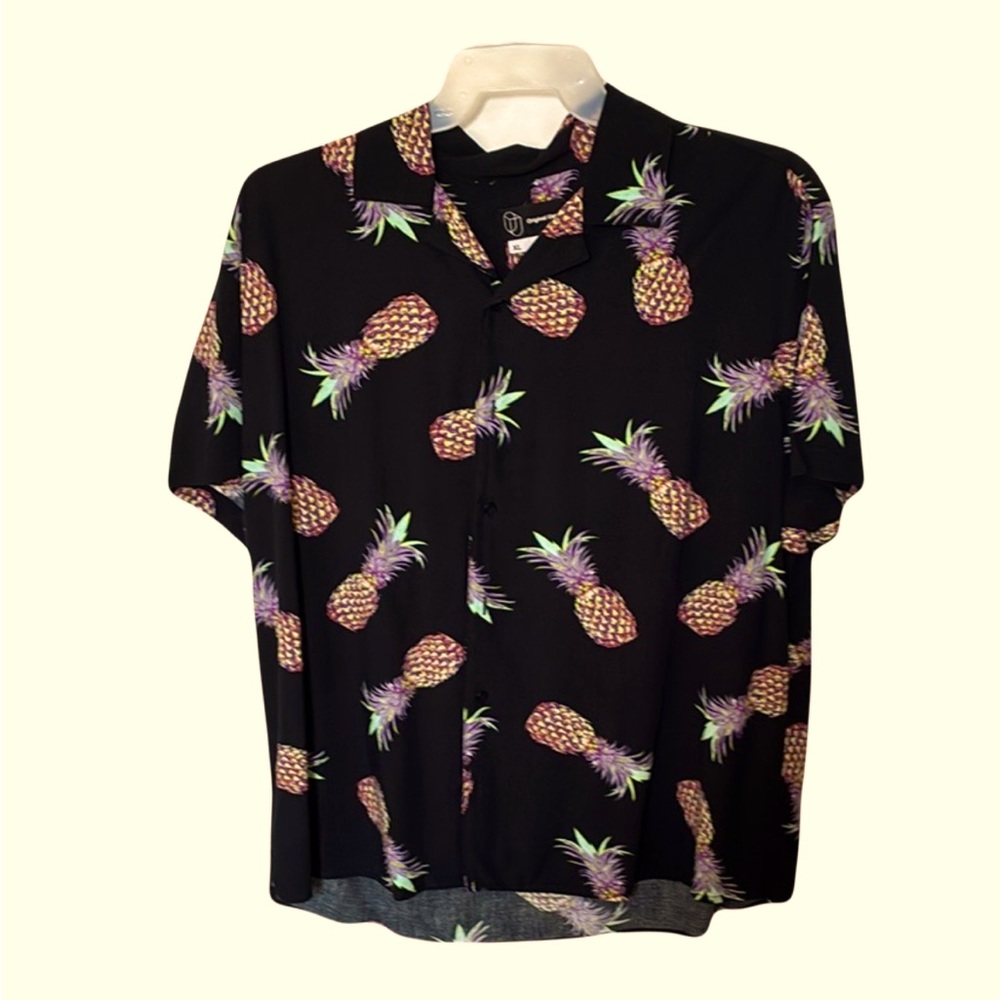 Original Use Black and Purple Casual Button Down Shirt